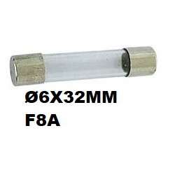 Fast glass fuse Ø6x32mm F8A 250VAC