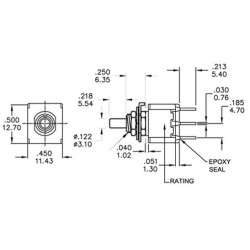 BOTÃO DE PRESSÃO MOMENTÂNEO 6P. ON 120V. 5A (250V. 2A)