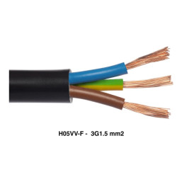 Stranded electric cable round FVV 3x1.5mm² black - H05VV-F 3G1.5