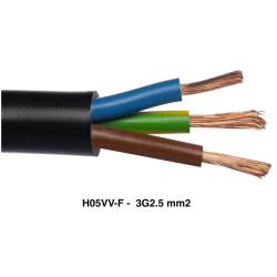Stranded electric cable round FVV 3x2.5mm² black - H05VV-F 3G2.5