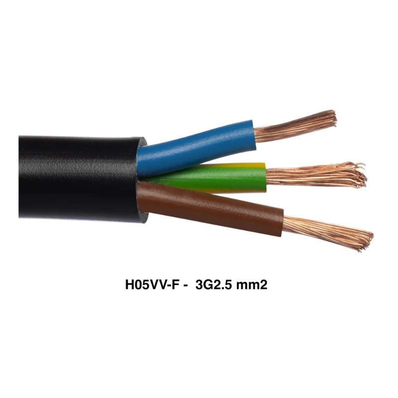 Stranded electric cable round FVV 3x2.5mm² black - H05VV-F 3G2.5