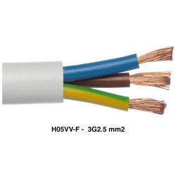 Stranded electric cable round FVV 3x2.5mm² white - H05VV-F 3G2.5