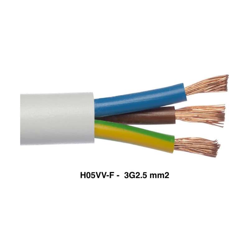 Stranded electric cable round FVV 3x2.5mm² white - H05VV-F 3G2.5