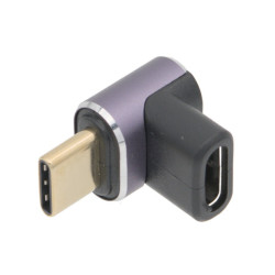 Adaptador USB-C macho / hembra de ángulo recto de 90 grados frontal