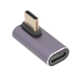 Adaptador USB-C macho / hembra de ángulo recto de 90 grados lateral ve