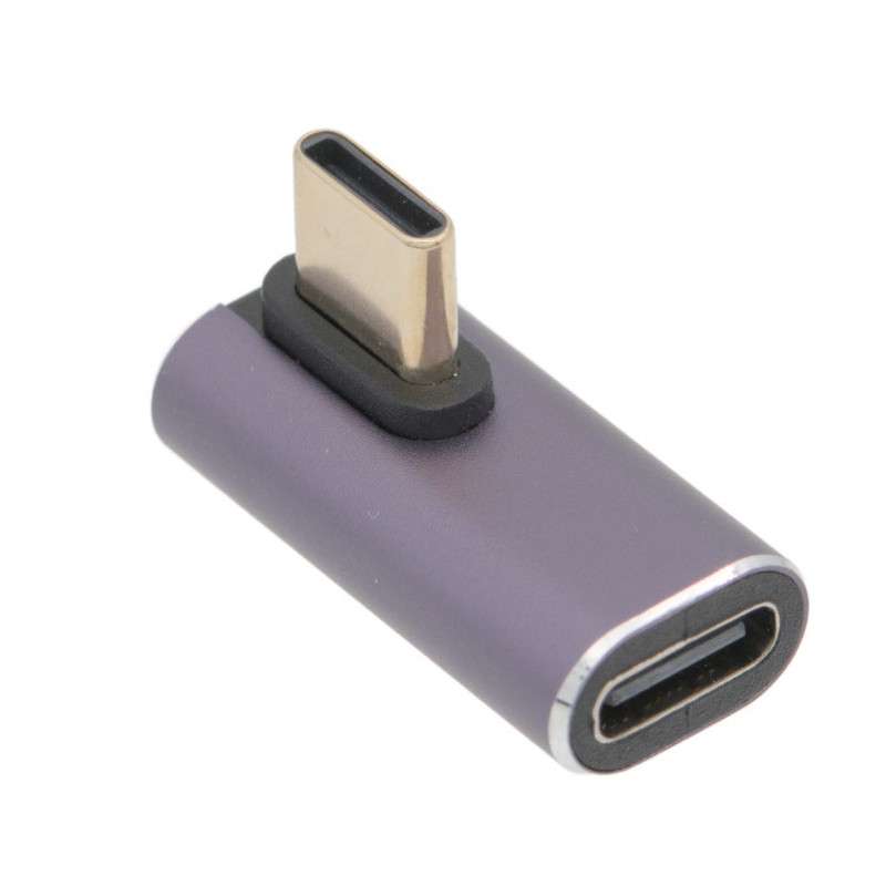 Adaptador USB-C macho / hembra de ángulo recto de 90 grados lateral ve