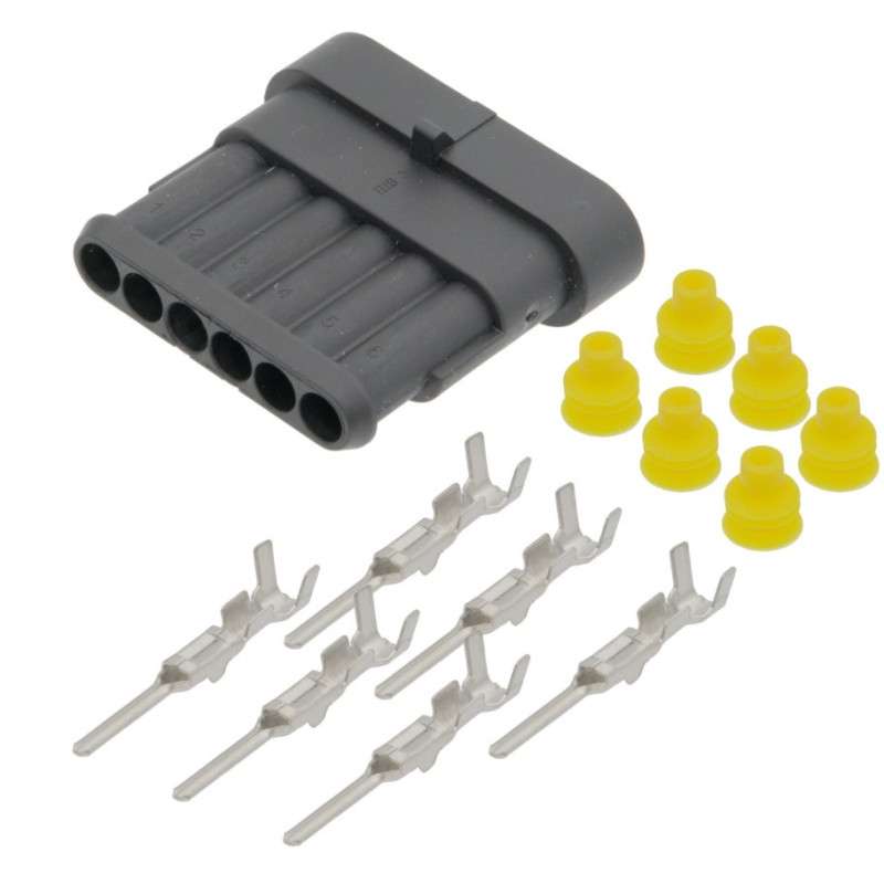 Superseal plug 1.5 - 6 pins (1x6) IP67 waterproof male (with terminals