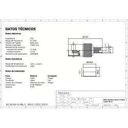 BNC Femea de cravar para RG-6, PTFE