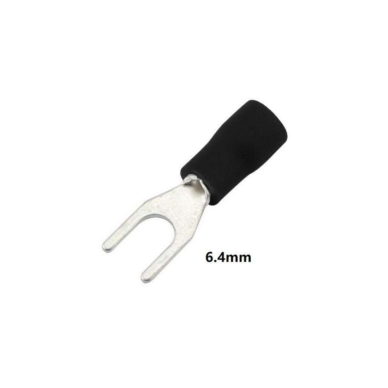 Black Insulated Fork Terminal  (2.5-4.0mm²) 6.4mm