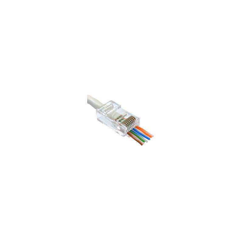 Ficha RJ45 tecnologia passante 8P8C UTP CAT5e