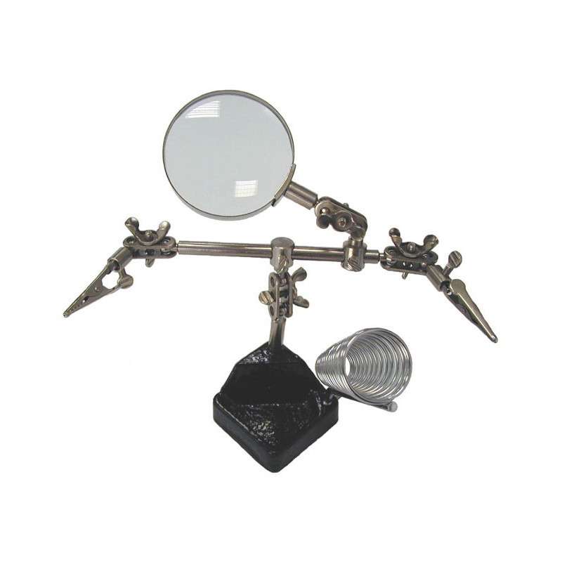 Soldering iron stand with magnifying glass and tweezers - ZD-10G