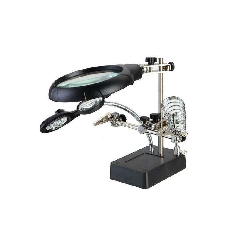 PCB Holder, Magnifying Glass, LED Light, Soldering Iron Holder - ZD-12