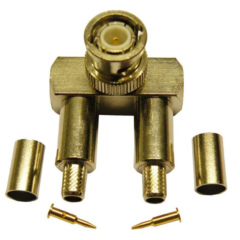 BNC 90º male crimp 2 outputs RG58