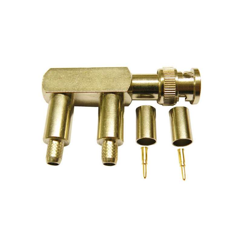 BNC male crimp 2 outputs (F) RG58