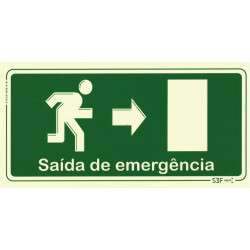 Photoluminescent emergency exit sign ''Right'' - 300x150mm (Portuguese