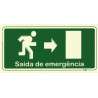 Photoluminescent emergency exit sign ''Right'' - 300x150mm (Portuguese