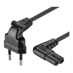 Euro2,5A Power Cable 90º - IEC C7 (type 8) female 90º - black - 1.5m