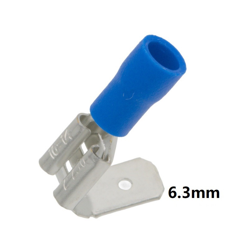 Blue insulated male/female Faston terminal (1.5-2.5mm²) 6.3mm