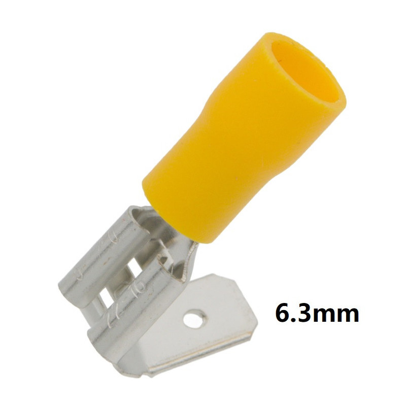 Yellow insulated male/female Faston terminal (2.5-6mm²) 6.3mm