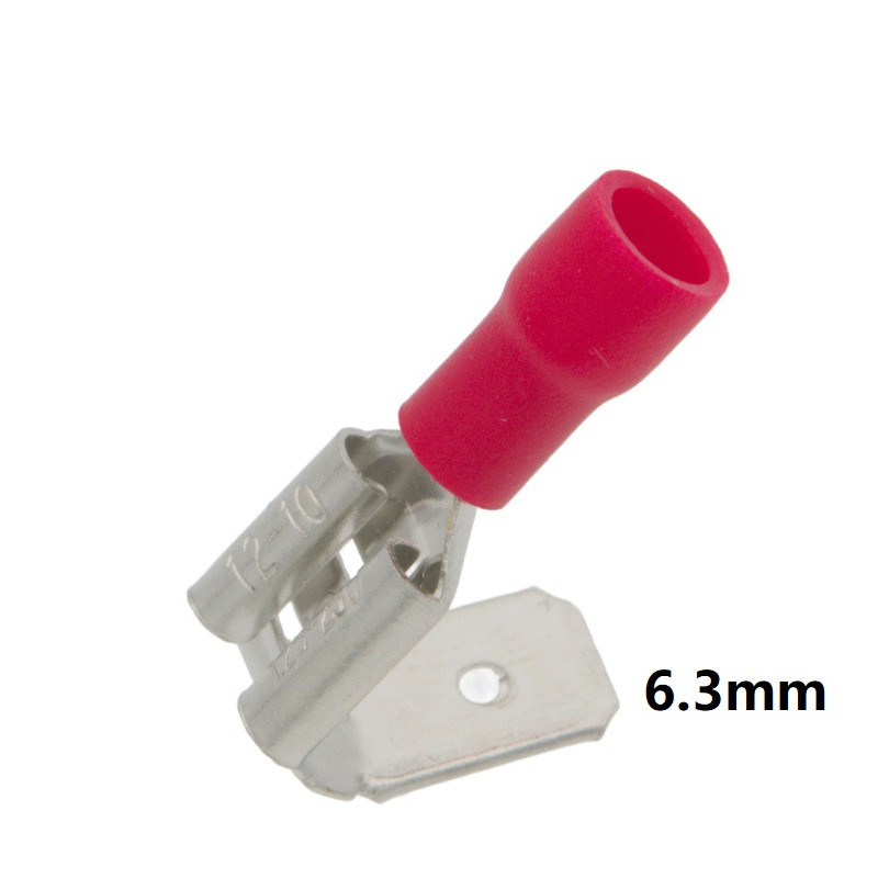 Terminal Faston macho/hembra con aislamiento rojo (0,5-1,5 mm²) 6,3 mm