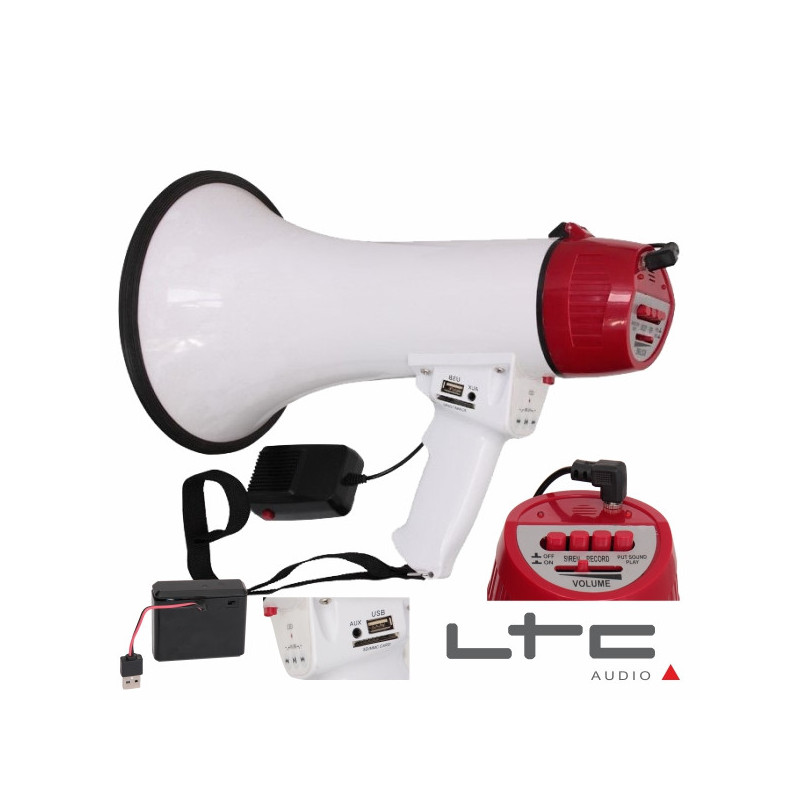 Megafone 35W bateria recarregável microfone e leitor USB/SD/AUX