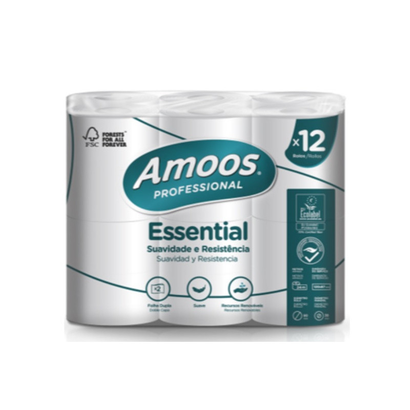 Papel Higiénico 24mts 2Fls Amoos 12 Rollos