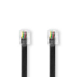 RJ11 Telephone Cable (6P4C) Male / Male 10m - Black