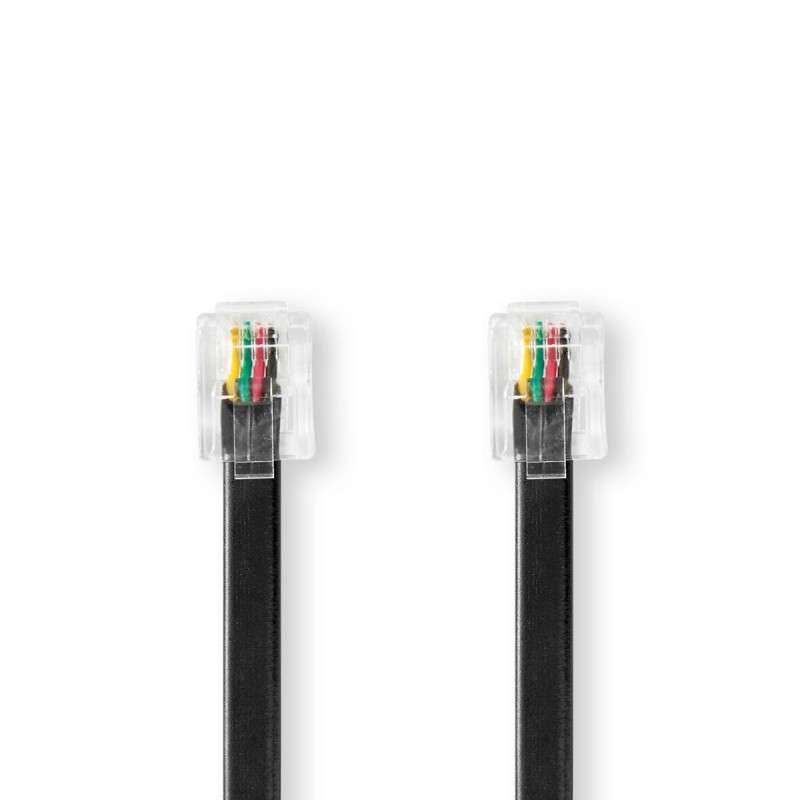 RJ11 Telephone Cable (6P4C) Male / Male 10m - Black