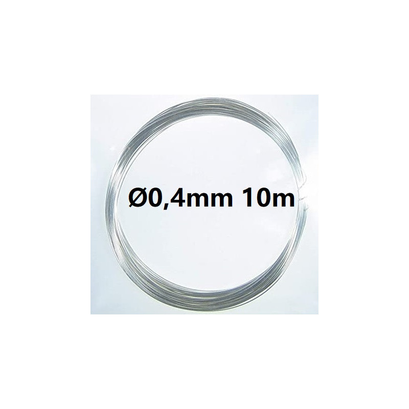 Solid core silver plated copper wire Ø 0.4 mm 10m