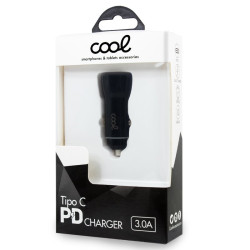 Cargador Coche Universal Entrada Tipo C (PD) COOL (18W) Negro