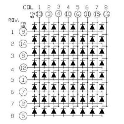 Led Dot Matrix 8X8 Ø:1.90mm 20X20mm 16PIN