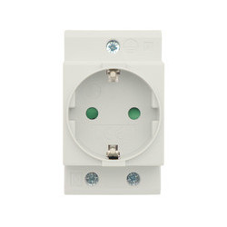 Schuko socket 230VAC 16A for DIN rail Gray