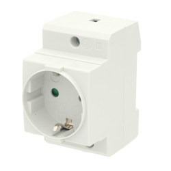 Schuko socket 230VAC 16A for DIN rail Gray