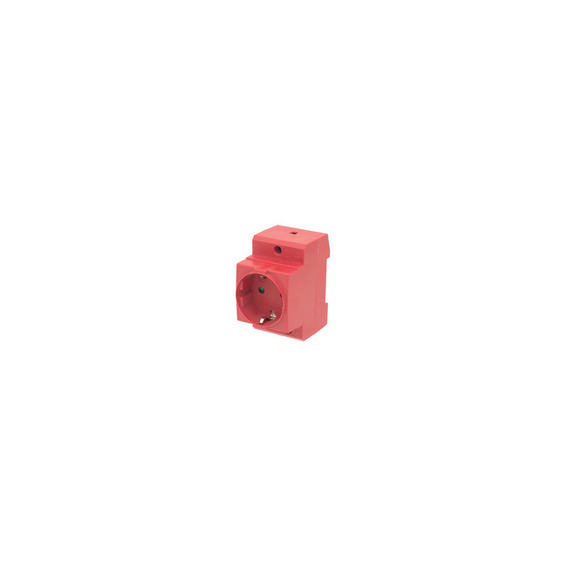 Schuko socket 230VAC 16A for DIN rail Red