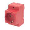 Schuko socket 230VAC 16A for DIN rail Red