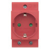 Schuko socket 230VAC 16A for DIN rail Red