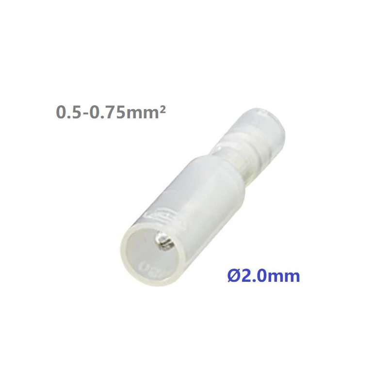 Terminal redondo macho aislado (0,5...0,75mm²) Ø2,0mm para engarzar