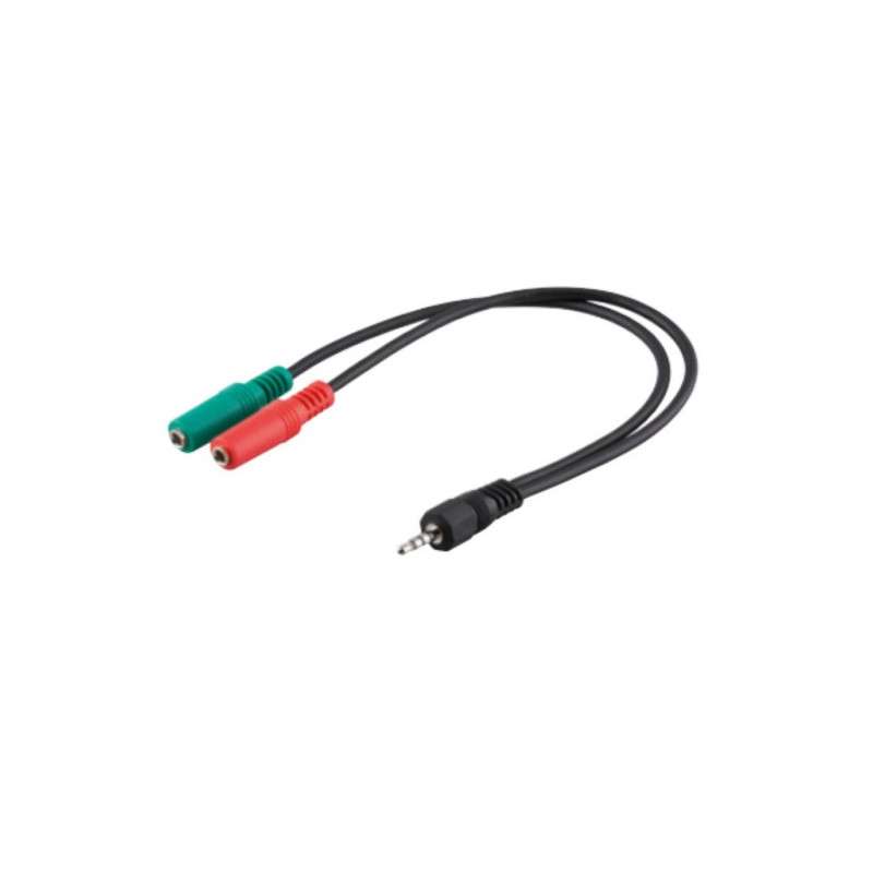 Adapter cable Jack 3.5mm 4pin male - 2x Jack 3.5mm 3pin (micro+ausclt.