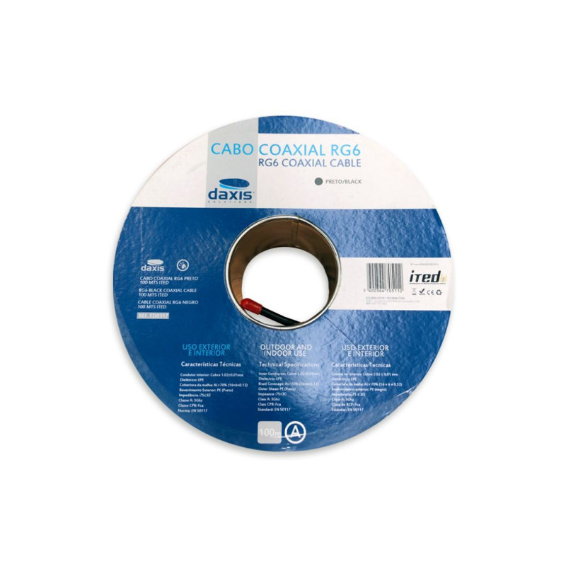 Coaxial Cable RG6 75Ω Ø6.9mm Black - ITED