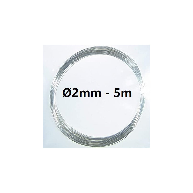 Fio de cobre prateado Ø2mm AWG 12 - 5m