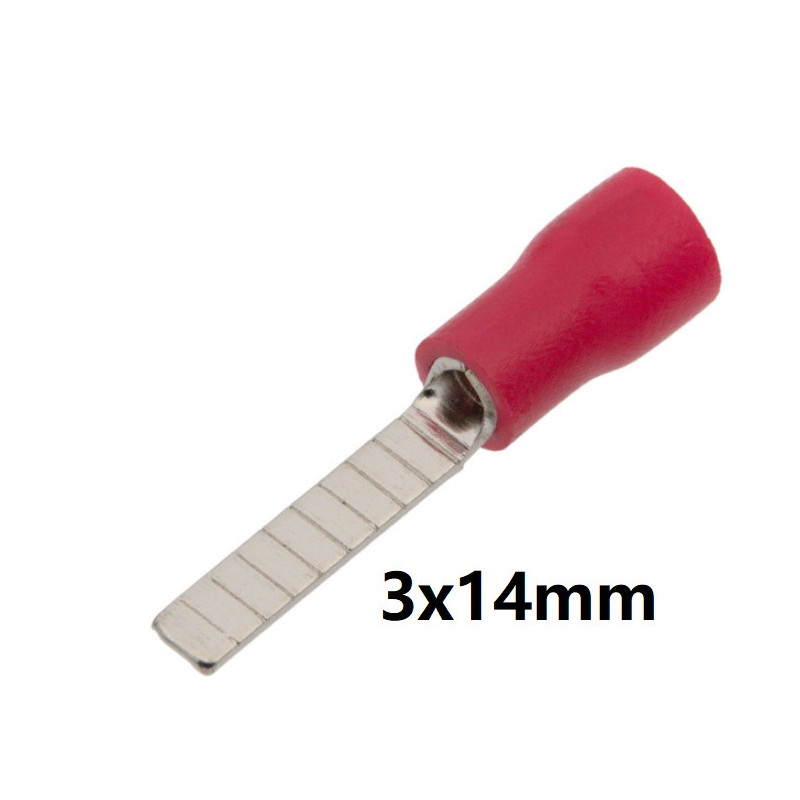 Terminal plano isolado vermelho (0.5-1.5mm²) 3x14mm