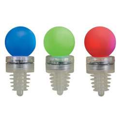 3 LED LIGHT BOTTLE STOPPERS - BLUE-GREEN-RED 