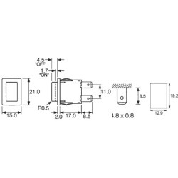 Miniinterruptor de presión unipolar rectangular negro 2 posiciones