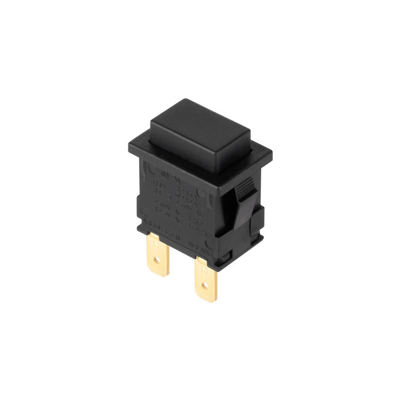 Interruptor de pressão mini unipolar rectangular preto 2 posições