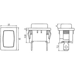 Miniinterruptor de presión unipolar rectangular negro 2 posiciones