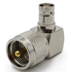 Adaptador UHF (PL259) macho a BNC hembra de 90º