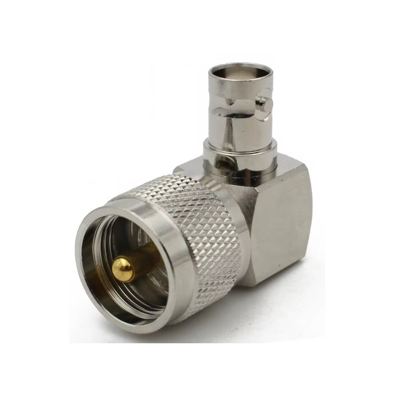 Adaptador UHF (PL259) macho - BNC fêmea 90º