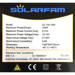 Monocrystalline photovoltaic panel 12V (18.15V) 5.51A 100W