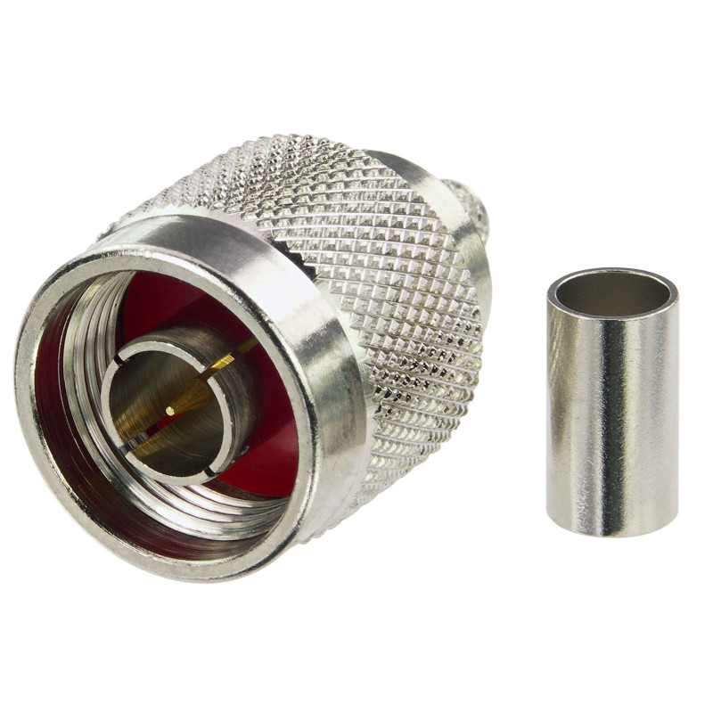 Conector N macho de crimpado para cable Ecoflex 5, H155, LMR 240 Ø5,5