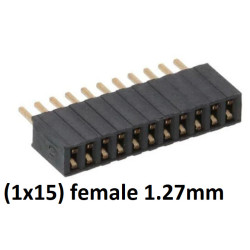Barra de 15 pinos (1x15) fêmea 1.27mm para PCB